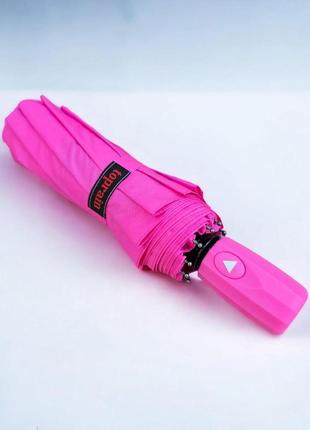 Женский зонт полуавтомат складной от дождя toprain 10 спиц с рисунком внутри розовый2 фото