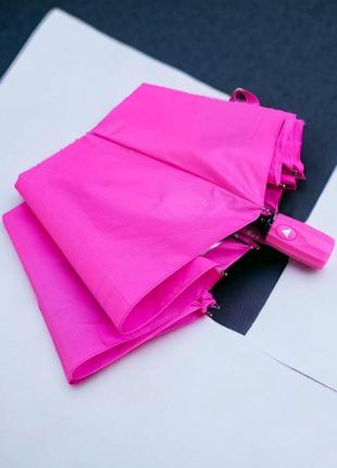 Женский зонт полуавтомат складной от дождя toprain 10 спиц с рисунком внутри розовый5 фото