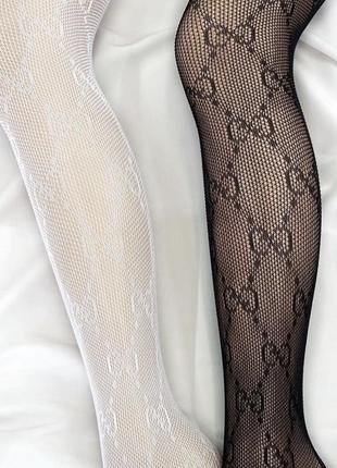 Колготки сетка колготы белые черные с принтом узором рисунком женские капроновые осенние8 фото