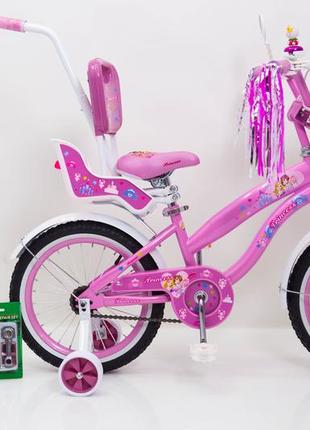 Испанский  детский розовый  велосипед для девочки  rueda princess 16 дюймов10 фото