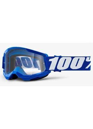 Дитячі очки 100% strata 2 youth goggle blue - clear lens, clear lens, clear lens