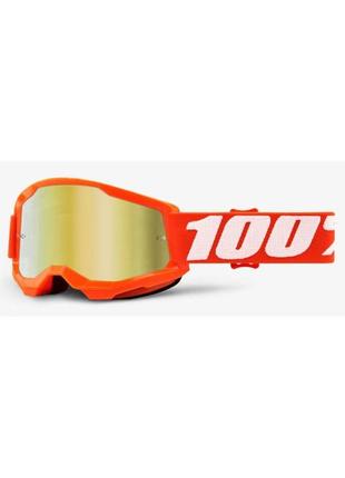 Дитячі очки 100% strata 2 youth goggle orange - mirror gold lens, mirror lens, mirror lens