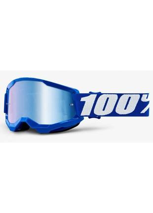 Дитячі очки 100% strata 2 youth goggle blue - mirror blue lens, mirror lens, mirror lens