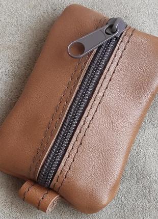 Ключница кожаная компактная 9*6*2 рыжая (украина)