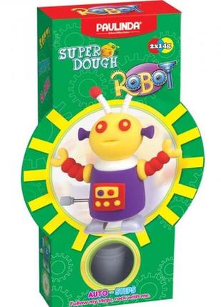 Детский набор для лепки из пластилина super dough робот, заводной механизм (фиолетовый), паулинда