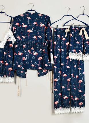 Комплект для дому, піжама фламінго 666 xl dark blue