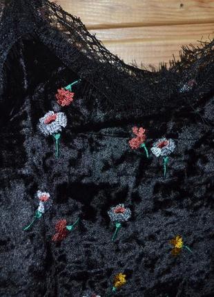 Шикарное платье asos, бархат + вышивка, в цветы, кружевная отделка,