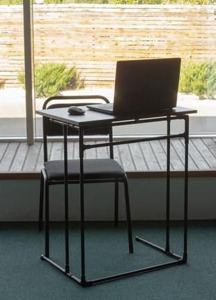 Металлический столик для ноутбука mouzer wood с деревянной поверхностью черного цвета8 фото