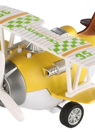Металевий літак іграшка інерційний зі світлом і звуком, same toy (жовтий) 11 см