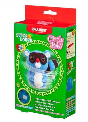 Масса для лепки пластилин, super dough circle baby енот с заводным механизмом, paulinda