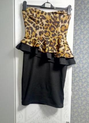 Леопардовое платье с баской kikki rikki2 фото