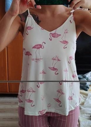 Пижама женская с принтом фламинго. комплект из топа и шортов для дома, сна6 фото