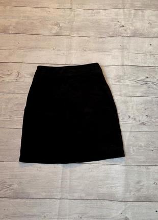 Джинсовая вельветовая вельвет юбка высокая посадка пуговицы облегающая прямая по фигуре трапеция короткая мини4 фото