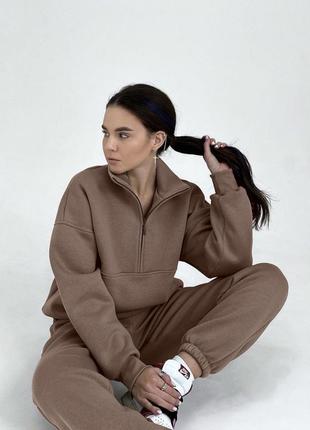 Теплый спортивный костюм, толстовка и брюки, трехнить на флисе