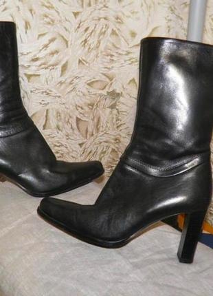 Ботильоны сапоги кожаные ботинки женские на каблуке