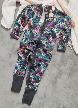 Пижама слип ромпер с зебрами со зверями 80 86 92 98 104 см