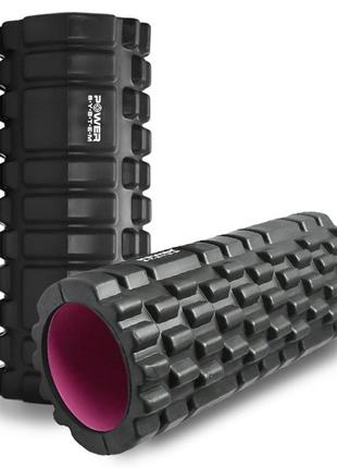Масажний ролик (роллер) power system ps-4050 fitness foam roller black/pink (33x15см.)