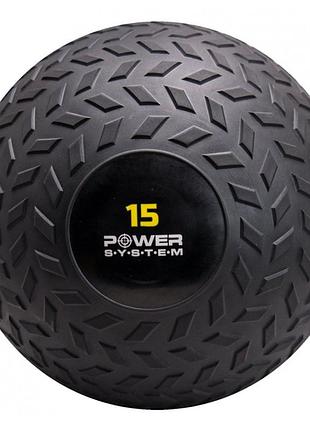 Слембол (м'яч) для кросфіту power system ps-4117 slamball 15кг рифленый black