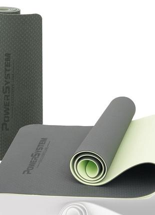 Килимок для йоги та фітнесу power system ps-4060 tpeyoga mat premium green (183х61х0.6)