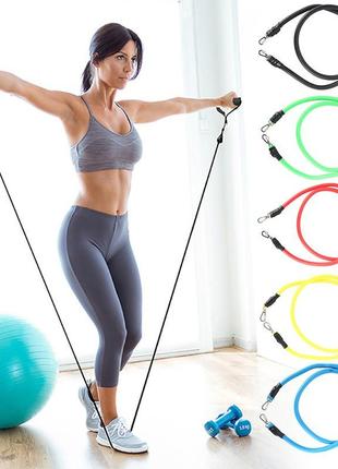Набір трубчастих еспандерів power bands 11 предметів, гумовий багатофункціональний еспандер (st)