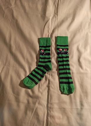 Носки монстрики зеленые полоска1 фото