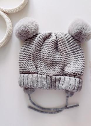 6,12 міс, в'язана шапка на флісі  артикул: 17356