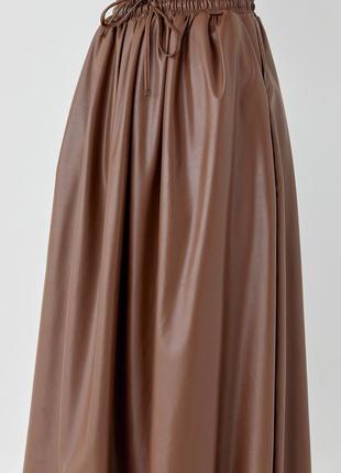 Женская длинная юбка из эко кожи,женская длинная юбка с эко козыря, прядящая юбка, кожаная юбка4 фото