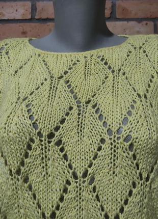 Хенд мейд вязаний светр  вовна ажур.3 фото