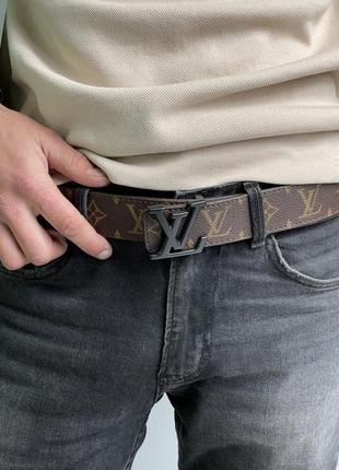 Louis vuitton leather belt canvas brown/black