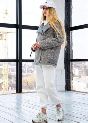 Коротке пальто-косуха жіноче демі (рр 42-54) пв-309 сірий1 фото