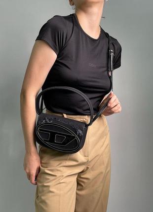 Сумка diesel 1dr denim iconic shoulder bag black6 фото