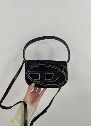 Сумка diesel 1dr denim iconic shoulder bag black3 фото
