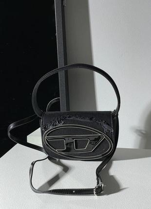 Сумка diesel 1dr denim iconic shoulder bag black9 фото