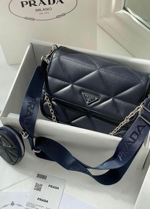 Сумка prada re-nylon padded shoulder blue