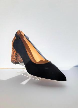 Туфли  стильные на устойчивом  каблуке в этно-стиле женские замшевые  - 40