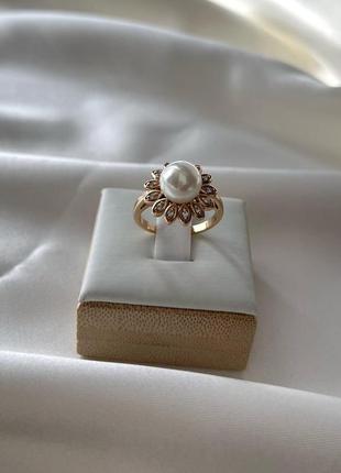 Каблучка позолота xuping кільце перстень з перлиною золото 16.5 р r16014