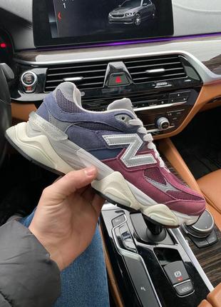 Кросівки чоловічі сині / вишневі замшеві new balance 9060 violet blue