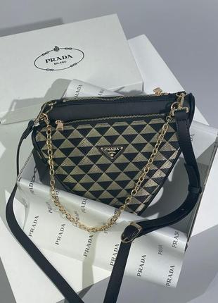 Сумка prada embroidered triangle gold