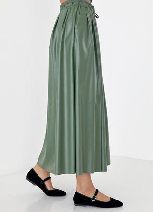 Зеленая юбка из эко-кожи, арт. 02094 фото
