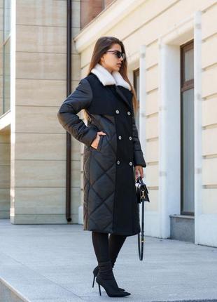 Пальто зимове жіноче (рр 42-56) пв-323 чорний6 фото