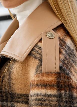 Коротке пальто-косуха жіноче демі (рр 42-54) пв-309 кемел6 фото