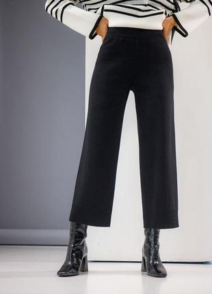 Вовняні жіночі штани кюлоти прямі укорочені штани елегантні трикотажні штани теплі жіночі штани кюлоти8 фото