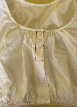 Австрийский топ с красной нитью баварской винтажный винтаж в винтажном стиле белый укороченная блуза рубашка хлопковый из натуральной ткани2 фото