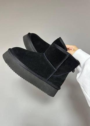 Ugg mini platform black suede угги из натуральной замши 37-41