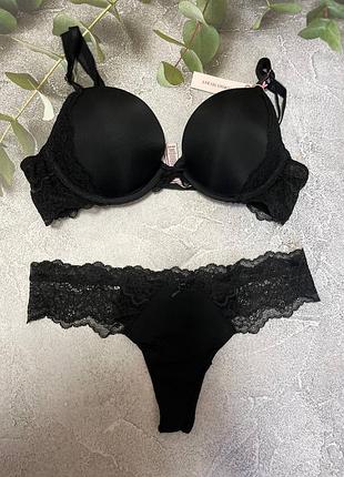 Черный комплект белья victoria’s secret