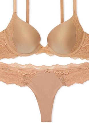 Бежевый комплект белья victoria’s secret