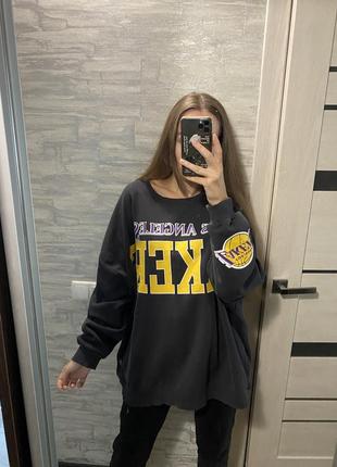 Свитшот los angeles lakers баскетбол серый