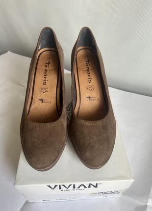 Замшевые туфли на каблуке tamaris5 фото
