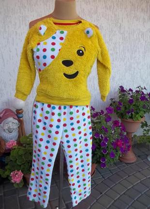( 6 - 7 лет ) детская флисовая пижама костюм теплый для девочки б/у5 фото