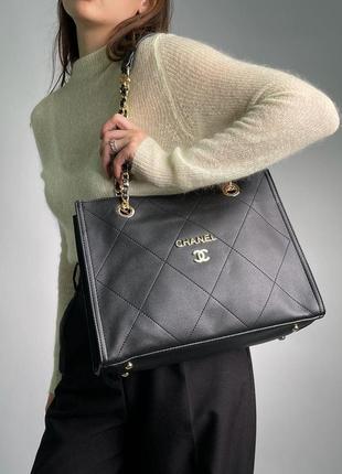 Сумка chanel leather tote bag black